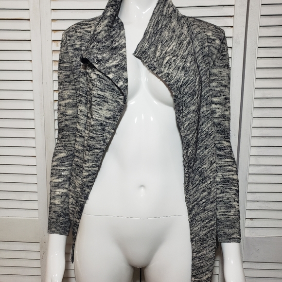 Theory Womens Striped Trincy Evian Space Sweater Black Ivory Size Petite - Picture 1 of 5